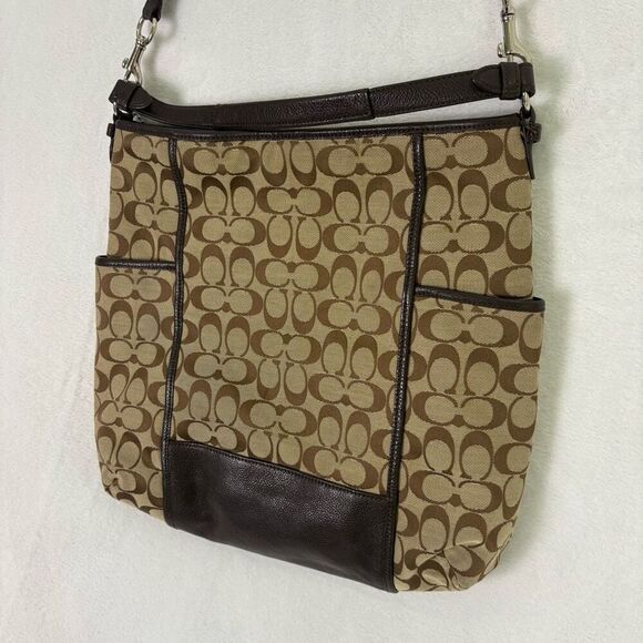 Coach Brown Monogram Leather Large Crossbody/Shoulder Purse - Picture 14 of 16